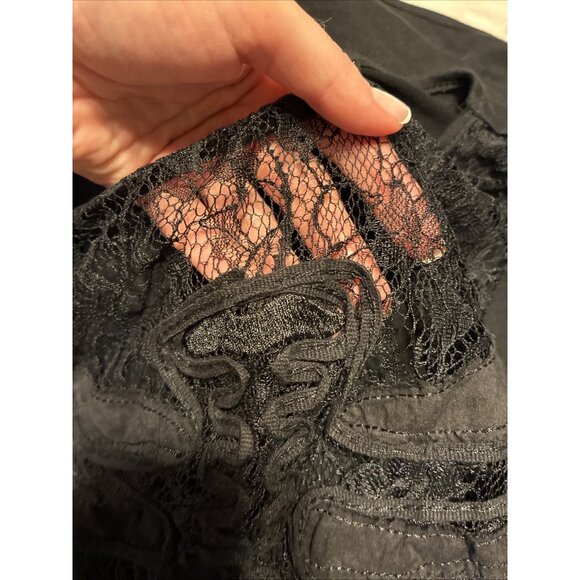 Foreign Exchange Solid Black Lace Rib Cage Print Sheer Tank Top Small - Picture 4 of 4